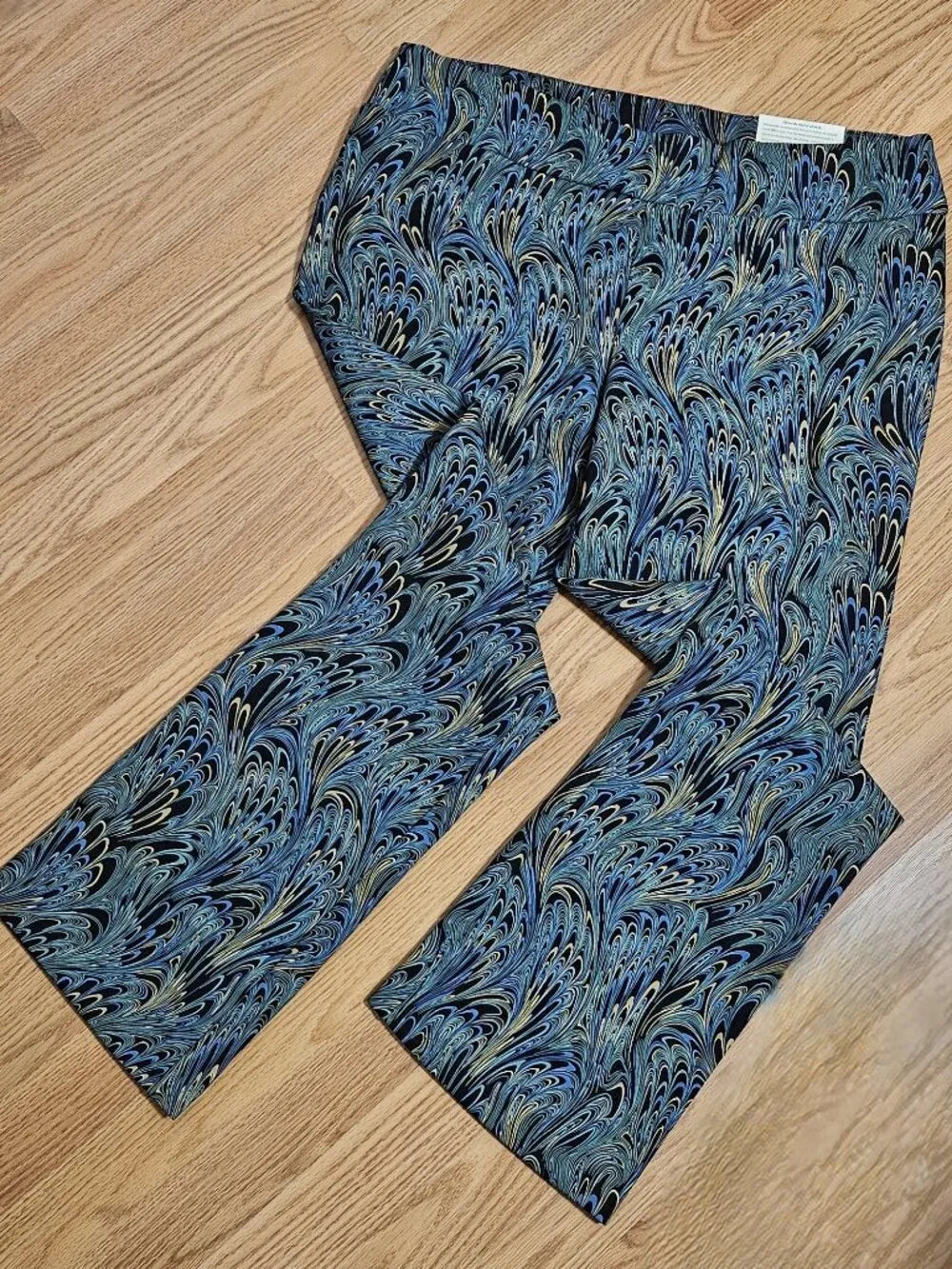 NWT Soft Surroundings Pants Size XL Marbled‎ Peacock Mini Boot Full Length